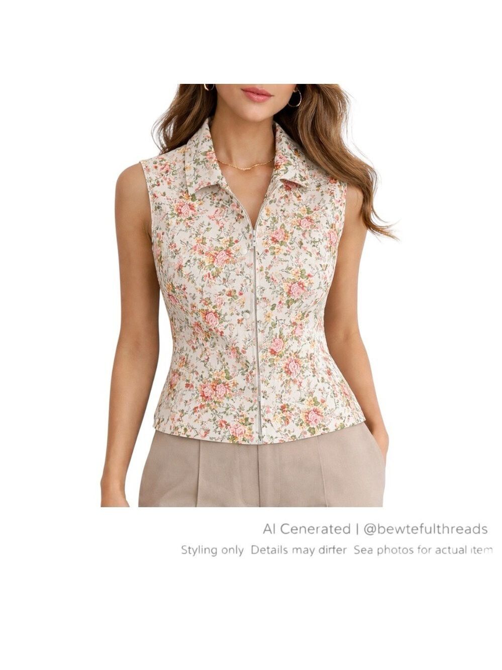 FRENCH DRESSING Tailored Floral Vest SZ 12 Made in Canada Quiet Luxury
